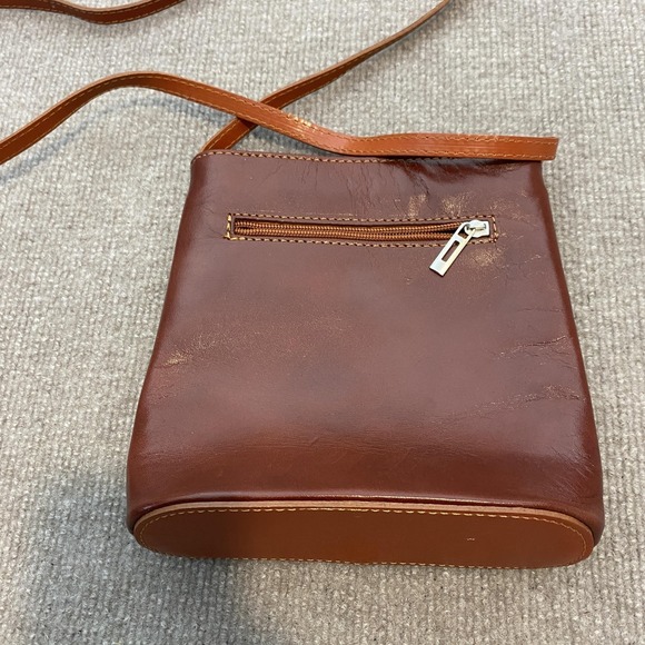 Leather Crossbody Bag Womens Small Brown Made In Italy Adjustable Strap - Picture 3 of 7